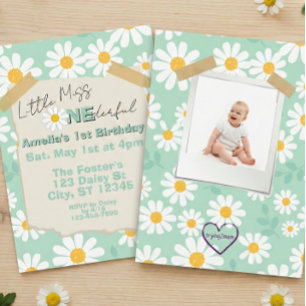 Lilla Fröken Underbar, 1-årsfirande Daisy Inbjudningar