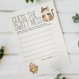 Lilla gårdsdjur Baby Shower Gissa Röset Bordsspel Flygblad