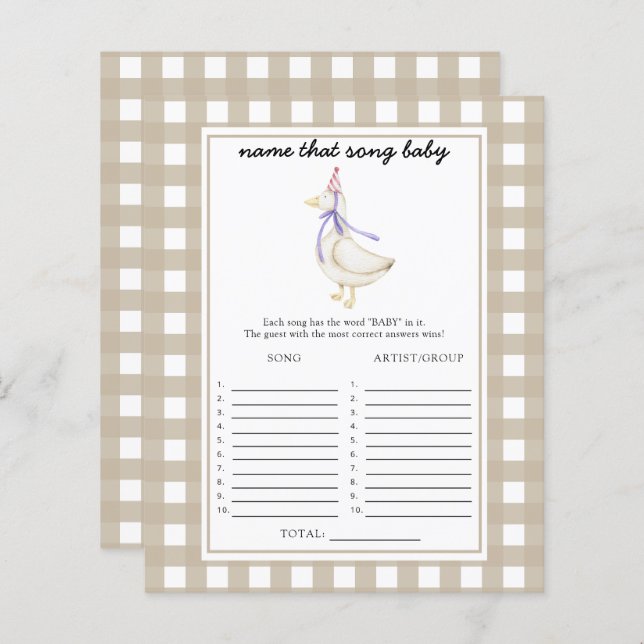 Lilla gås - Namn vid Baby Sång (Fram/baksida)