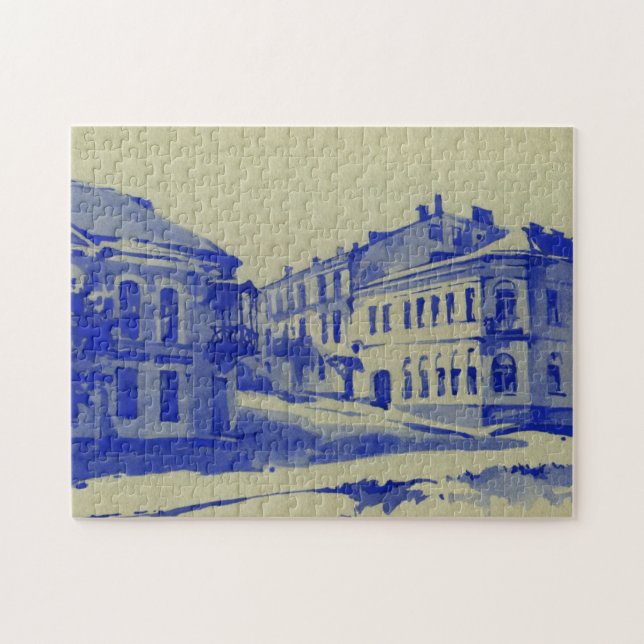 Lilla gator i den gammala townen pussel (Horisontell)