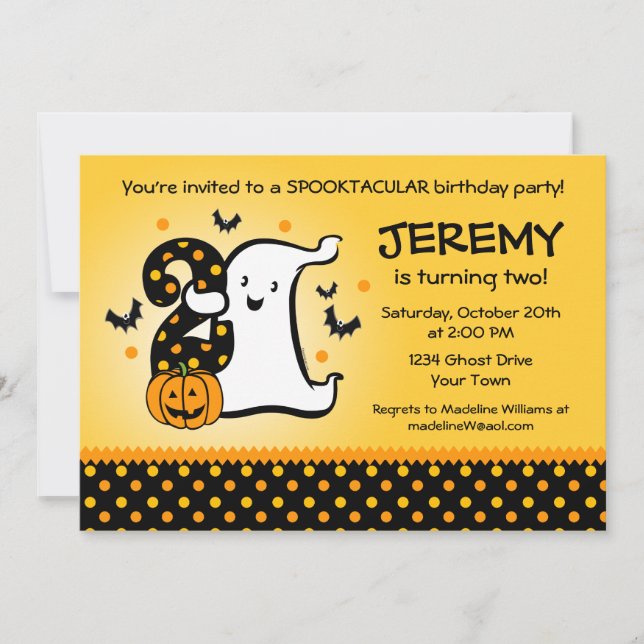 Lilla Ghost 2:a födelsedagen Inbjudningar (Framsida)