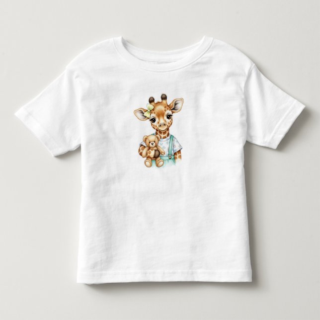 Lilla giraffe med en plysbjörn av Natasha Us T Shirt (Framsida)