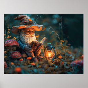 Lilla gnom som läser bok poster