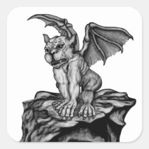 Lilla Golem Gargoyle Fyrkantigt Klistermärke