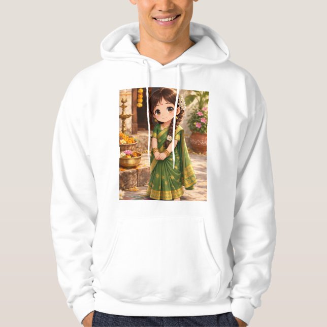 Lilla Grace i grönt Hoodie (Framsida)