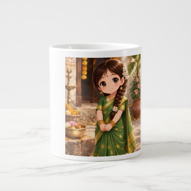 Lilla Grace i grönt Jumbo Mugg (Framsidan)