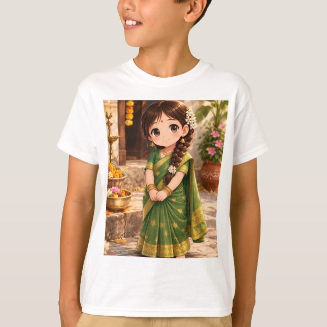 Lilla Grace i grönt T Shirt (Framsida)