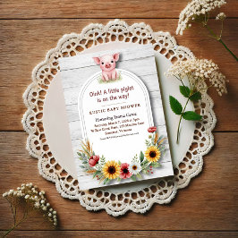 Lilla Gris Solros Farm Babyshower Inbjudningar