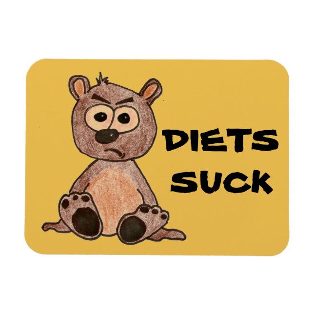 Lilla Grumpy Bear säger "Diets Suck" Magnet (Horisontell)