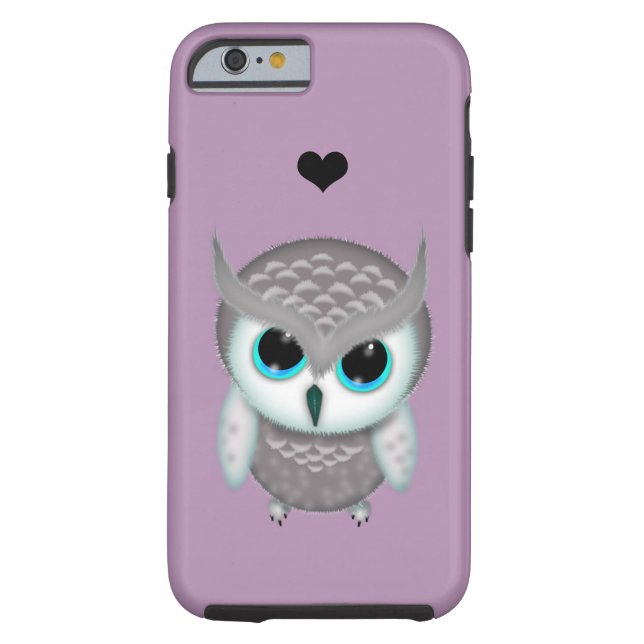 Lilla grumpy Horned Uggla Illustration Case-Mate iPhone Skal (Baksidan)
