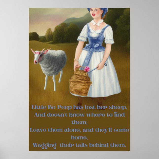 Lilla gumman har förlorat sin får roligt söt poster (Framsidan)