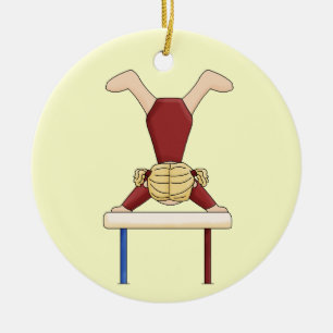 Lilla gymnast på balbast julgransprydnad keramik