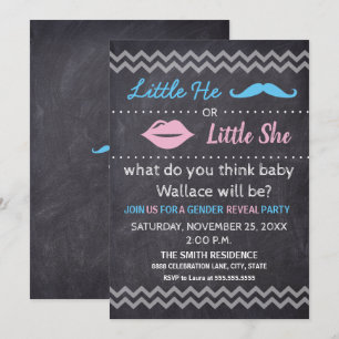 Lilla han lilla Hon Läppar Mustache Gender avslöja Inbjudningar