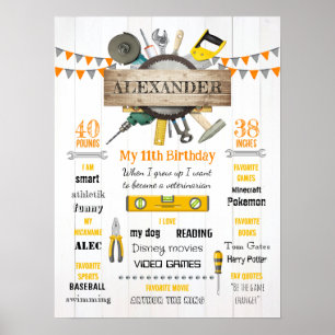 Lilla Handyman Birthday Milestone Bird Stats Poster