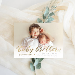 Lilla Hearts Baby Brother Birth Notice Julkort
