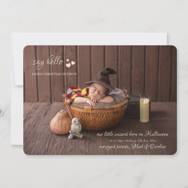 Lilla Hearts Photo Birth Notice Meddelande (Framsida)