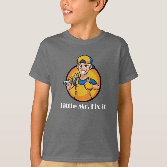 Lilla herr Fix-it, blåögd, anpassningsbar T-shirt (Framsida)