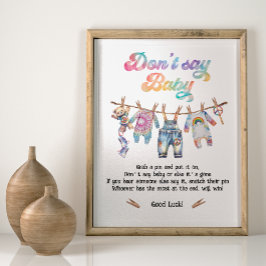 Lilla Hippie Clothesline Säg inte Baby Poster