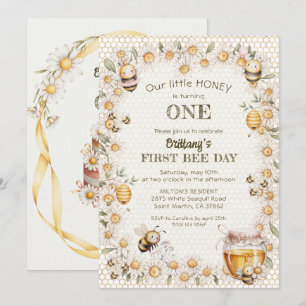 Lilla Honey Fyller Ett År Bie Tusenskönas 1-årsdag Inbjudningar