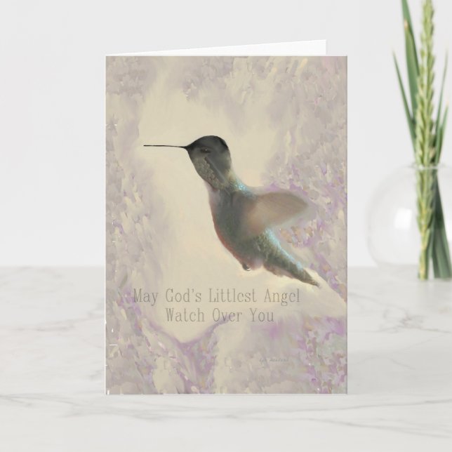 Lilla Hummingbird Angel Blank Greeting Card Kort (Framsida)