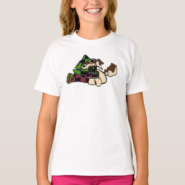 Lilla hundvalpar på vintern t shirt (Framsida)