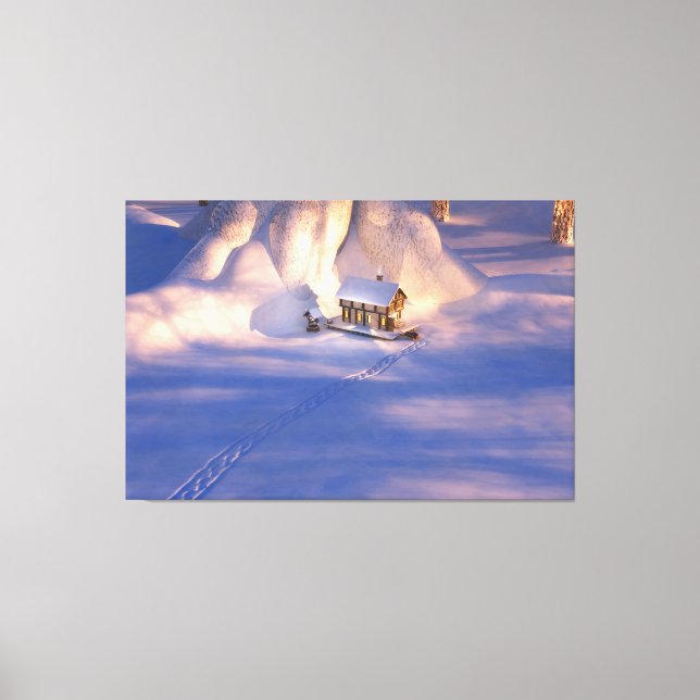 Lilla hus i Kanvastrycket Snö Canvastryck (Framsida)