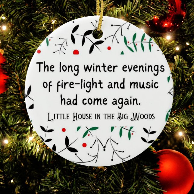 Lilla huset på Prairie-Personligen Mysiga Julafton Julgransprydnad Keramik (Personalization goes in retro script typography on the back of this Laura Ingalls Wilder ornament.)