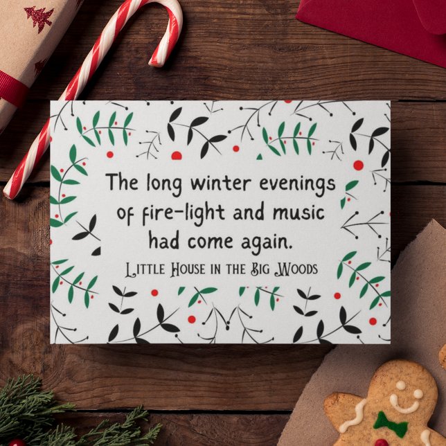 Lilla huset på prärien Mysig vinter Hygge Helgkort (This cozy hand-illustrated Christmas card features a lovely "Little House on the Prairie" quote.)