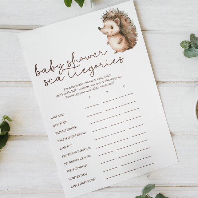 Lilla igelkott Scattergories Baby Shower-spel Poster (Skapare uppladdad)