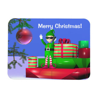 Lilla Jul Elf står på presenter Magnet