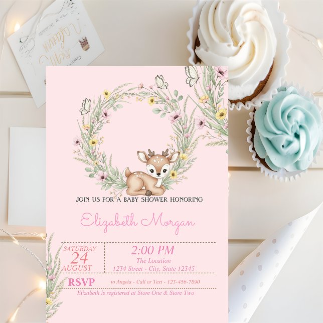 Lilla kära bebis Blombebis baby shower Inbjudningar (Skapare uppladdad)