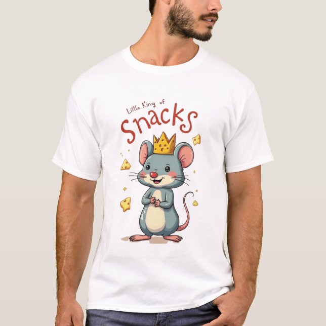 Lilla Kung i Snacks - Lustig Tecknad Mouse Cheese T Shirt (Framsida)