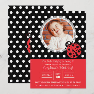 Lilla Ladybug födelsedag Inbjudningar