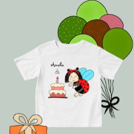 Lilla ladybug med tårta t shirt