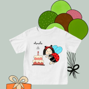 Lilla ladybug med tårta t shirt
