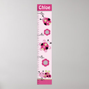 Lilla Ladybugs Girl Growth Chart Behålla 8 x 44! Poster