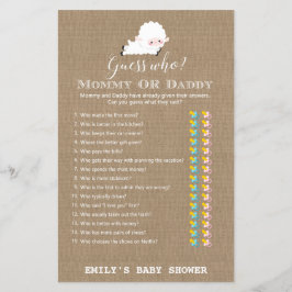 Lilla lamm-babyshower-spel UTRYCKT