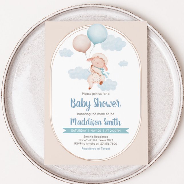 Lilla Lamm Barnvask Invitation Inbjudningar (Lamb Baby Shower Invitation)