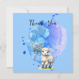 Lilla Lamm Blå Hortensia Fyrkant Tack Inbjudningar