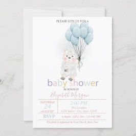 Lilla lamm får ballonger baby shower inbjudningar