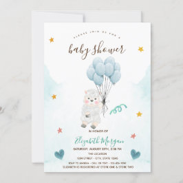 Lilla lamm får Blå baby shower Inbjudningar