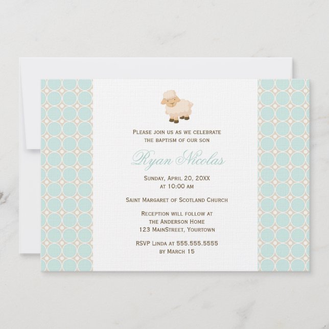 Lilla lammets dop inbjudningar (Framsida)