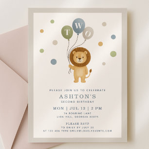 Lilla Lejon och konfetti Boy Birthday-inbjudan Inbjudningar