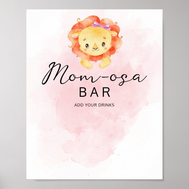 Lilla Lejon sin tjej Watercolor Mamma-osa Pub Poster (Framsidan)