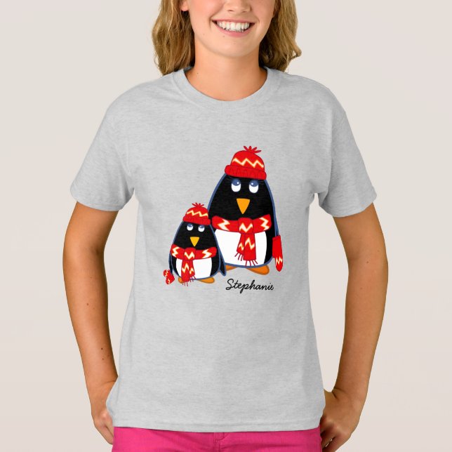 Lilla lilla Penguins Anpassningsbar jul T-Shirts (Framsida)