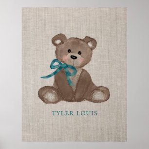 Lilla Louie Teddybjörn Personlig Postertryck Poster