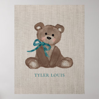 Lilla Louie Teddybjörn Personlig Postertryck Poster