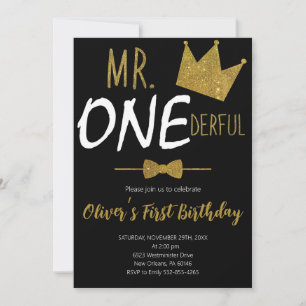 Lilla man 1:a födelsedag, mr Onederful Birthday Inbjudningar