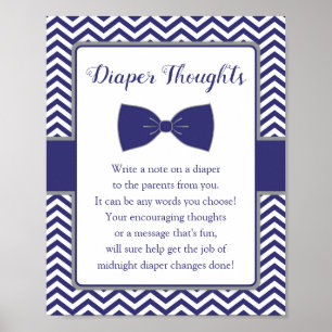 Lilla man Bow Tie Baby Shower Daper Thoughts Poster