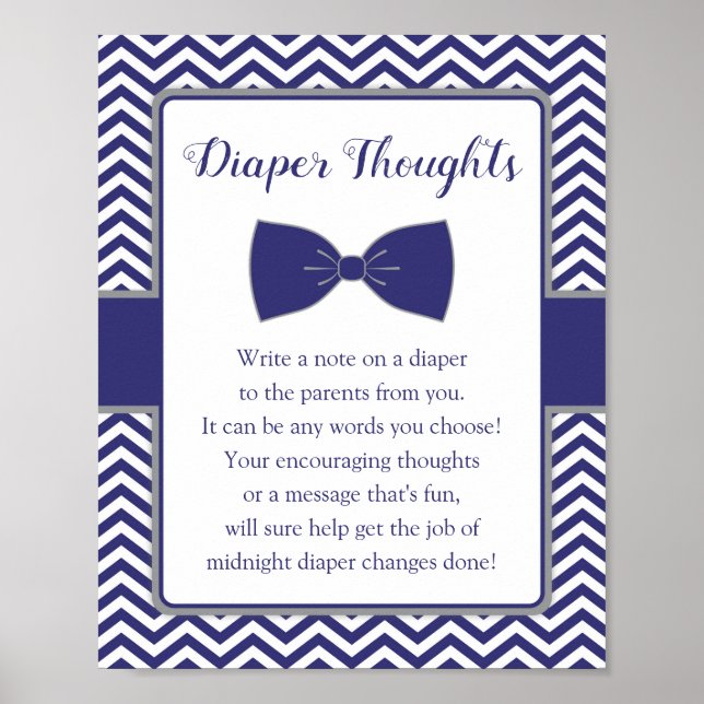 Lilla man Bow Tie Baby Shower Daper Thoughts Poster (Framsidan)